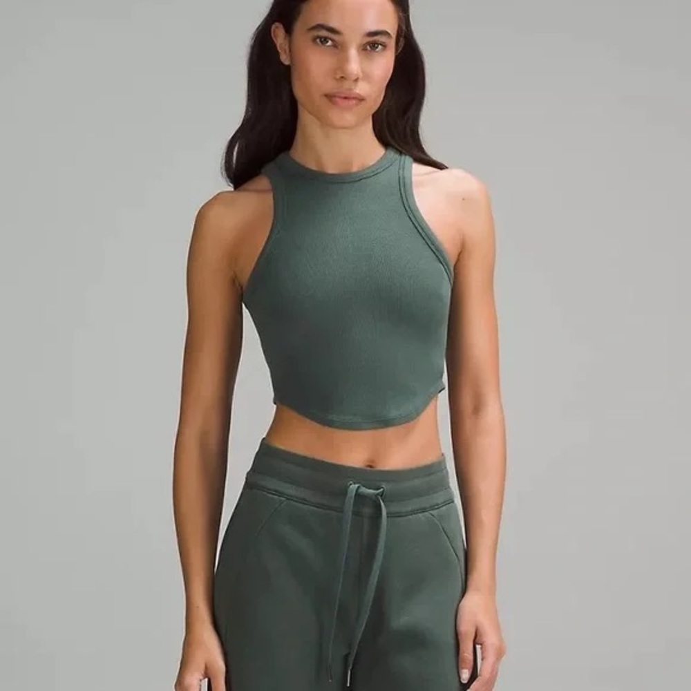 Lululemon Hold Tight Cropped Tank- Dark Forest
